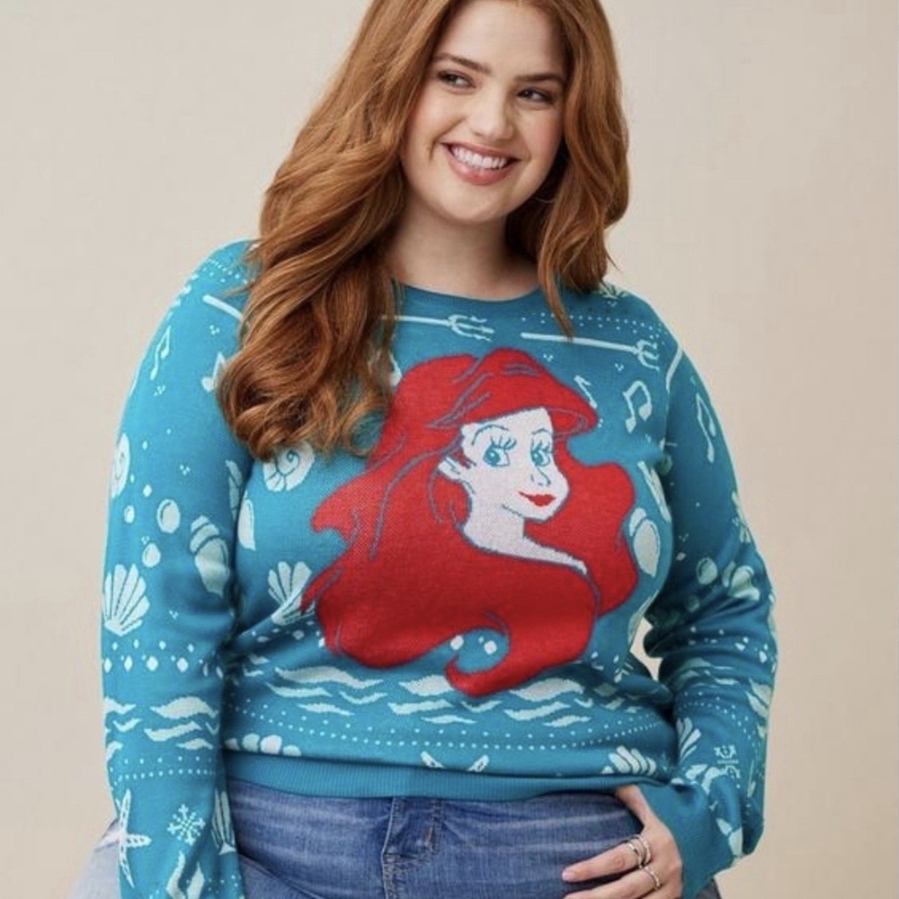 Torrid Ariel Graphic Women's Sweater - Teal and Red